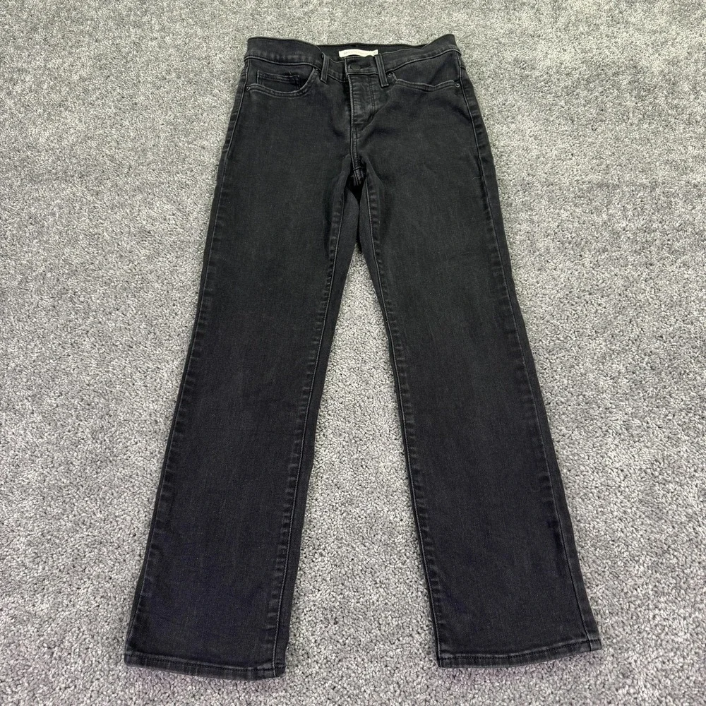 Levis Jeans Womens 27 Black 314 Shaping Straight Mid Rise Denim Charcoal Wash
